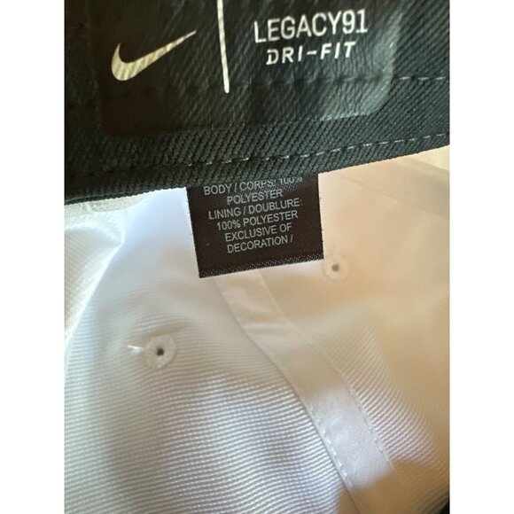Nike White Legacy91 Dri-Fit Adjustable Hat With Black Swoosh Logo - Picture 5 of 5